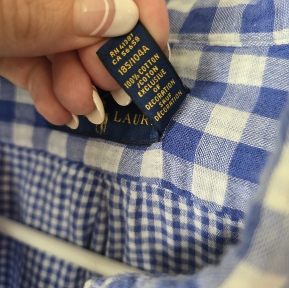 Ralph Lauren Classic Fit Button Down Shirt Blue Check Long Sleeve Cotton Size XL - Picture 5 of 5